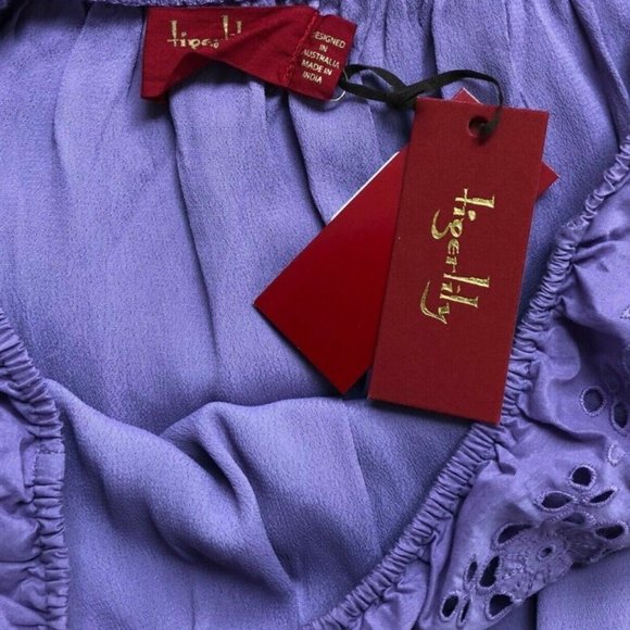 TIGERLILY Lozents Lilac Mauve Broderie Off The Shoulder Playsuit NWT RRP$170 - Picture 16 of 16